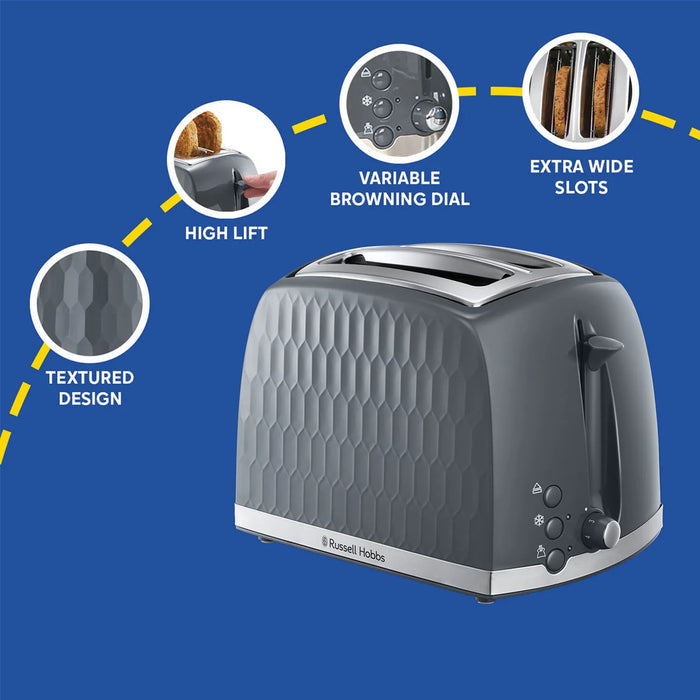 Russell Hobbs Honeycomb 2-Slice Toaster - Grey | 26063