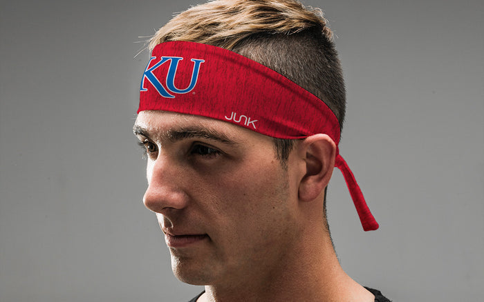 University of Kansas: KU Heathered Red Flex Tie Headband - View 4