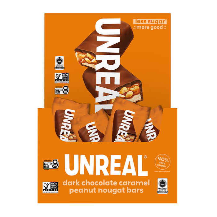Unreal Dark Chocolate Peanut Nougat Candy Bar - 30 Count