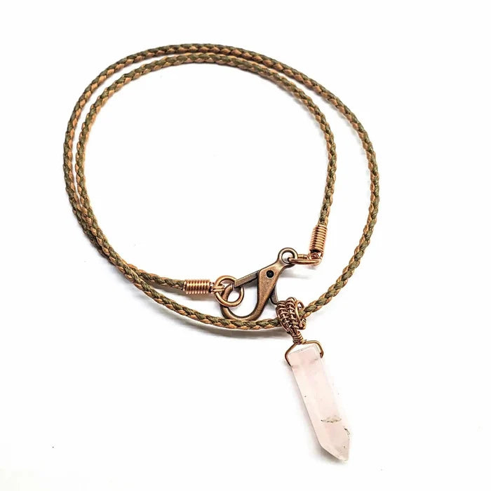Rose-Rose Quartz / Saddle & Sage Braided Cotton Bolo Cord 2mm / 20 inches