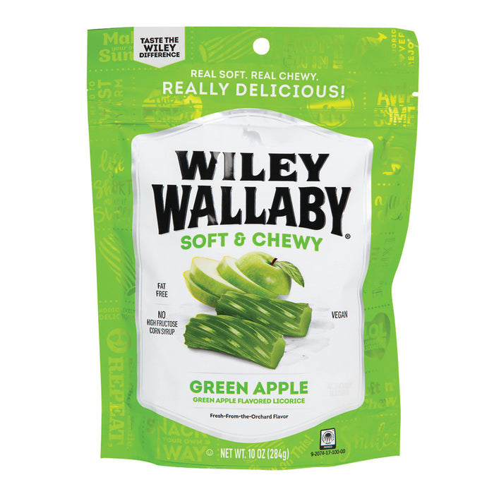 Wiley Wallaby Australian Style Green Apple Liquorice Candy - 10 Count