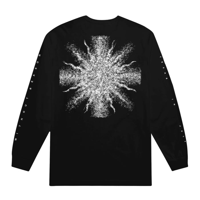 Back of shirt has large white star design that takes up entire upper half of shirt.