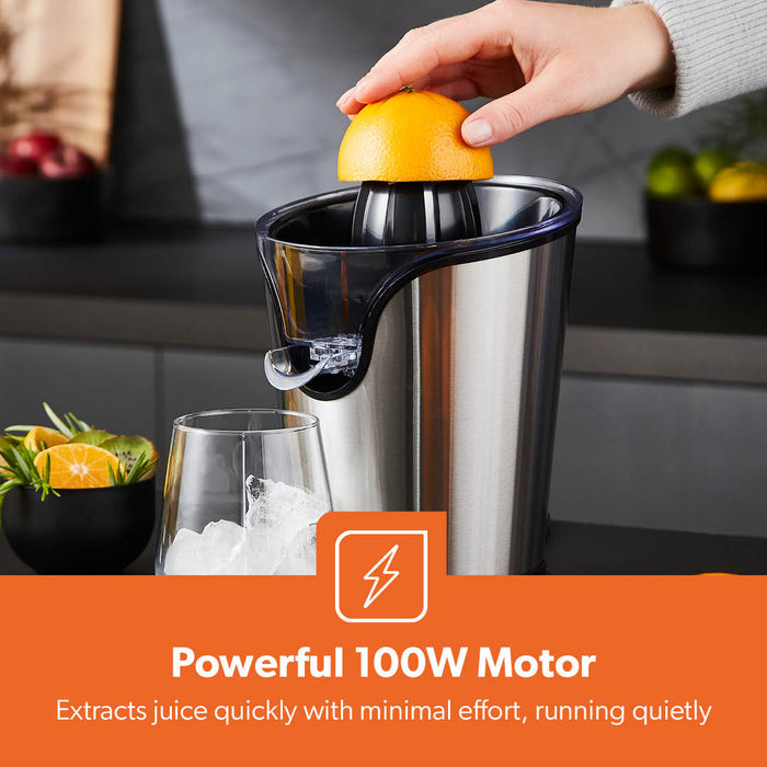 100W Silver Electric Juice Maker & Citrus Squeezer