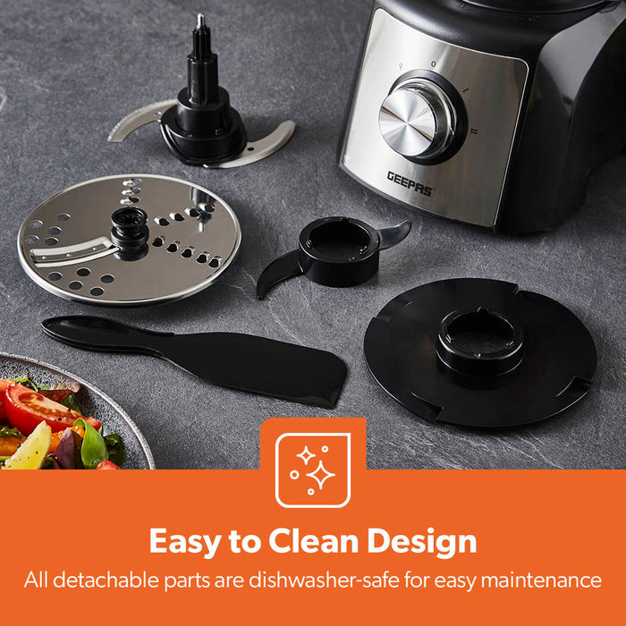 1200W Compact Food Processor, Blender & Grinder Silver