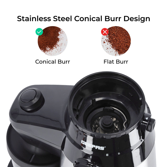 15 Fine Grind Setting Conical Burr Coffee Bean Grinder