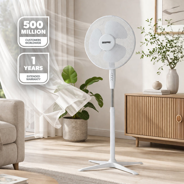 16 Inch White Oscillating Electric Pedestal Fan