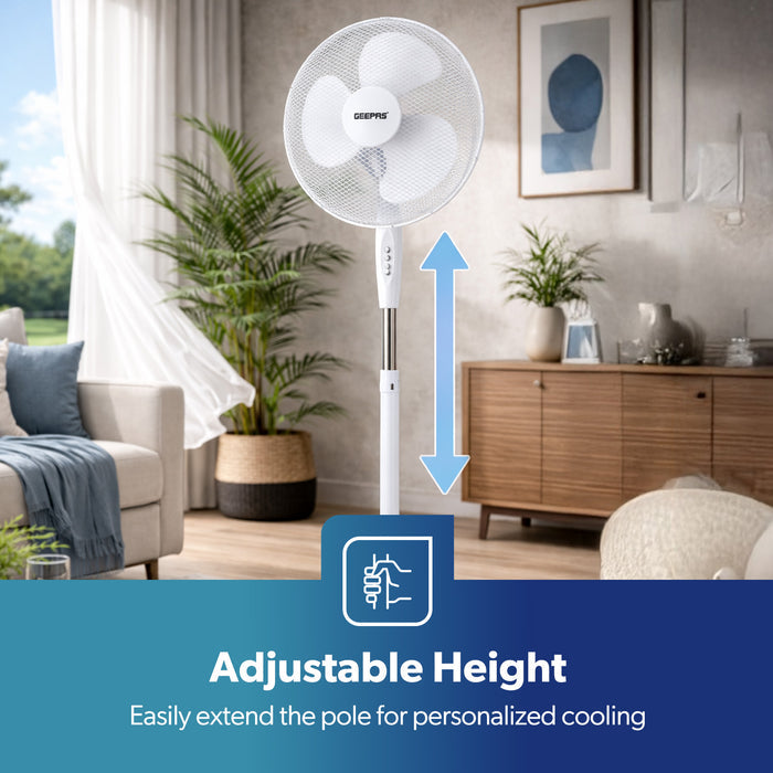 16 Inch White Oscillating Electric Pedestal Fan