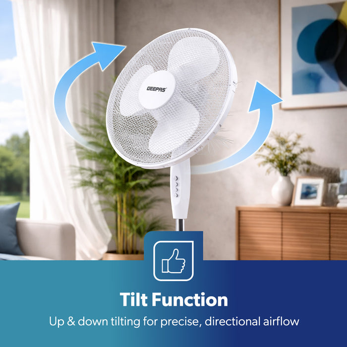 16 Inch White Oscillating Electric Pedestal Fan