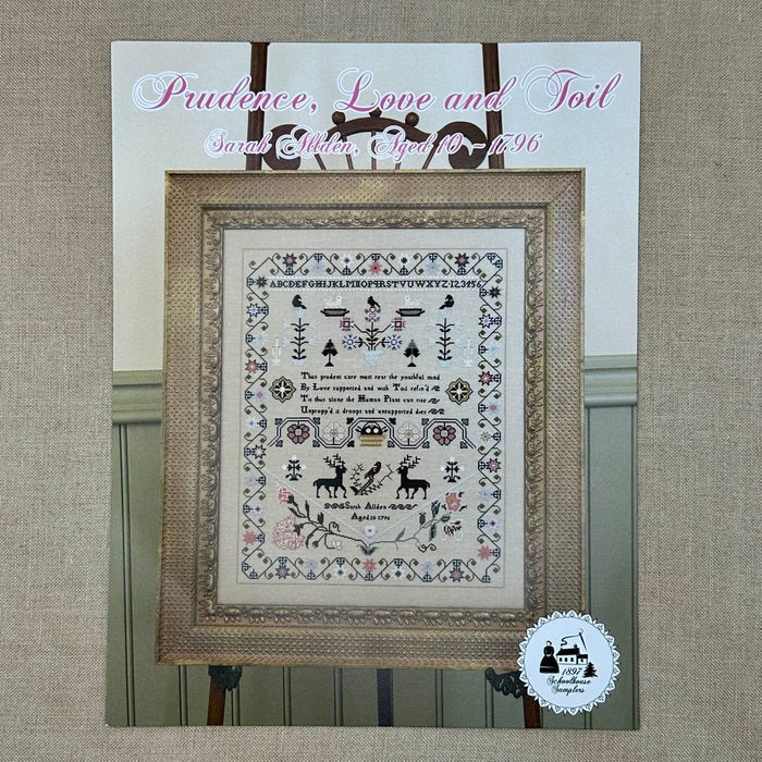1897 Schoolhouse Samplers - Prudence, Love and Toil: Sarah Allden, Aged 10, 1796 -  Physical Chart and/or Roxy Floss