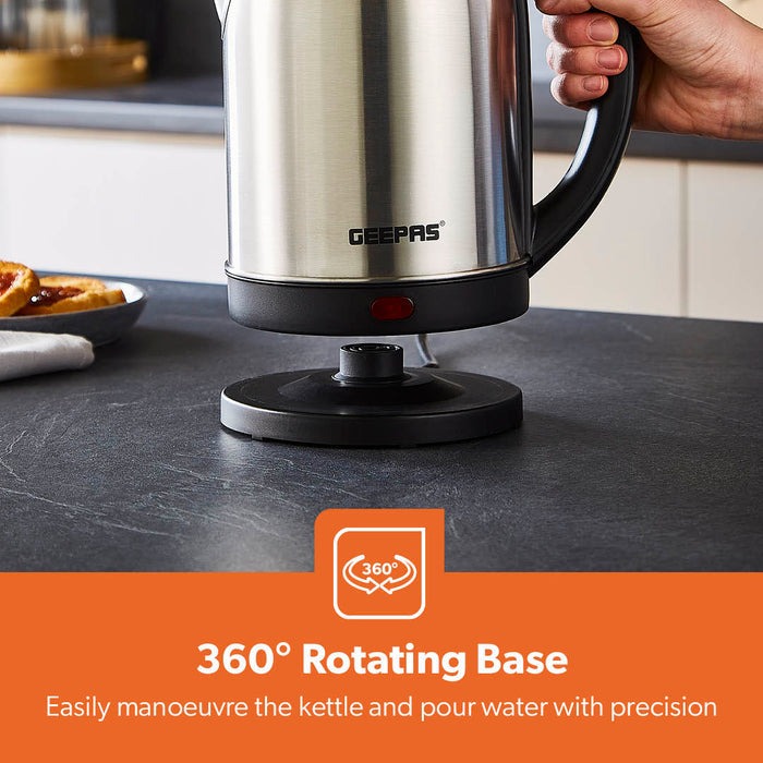 1.8L Cordless Stainless Steel Electric Kettle, 1800W Fast Boil