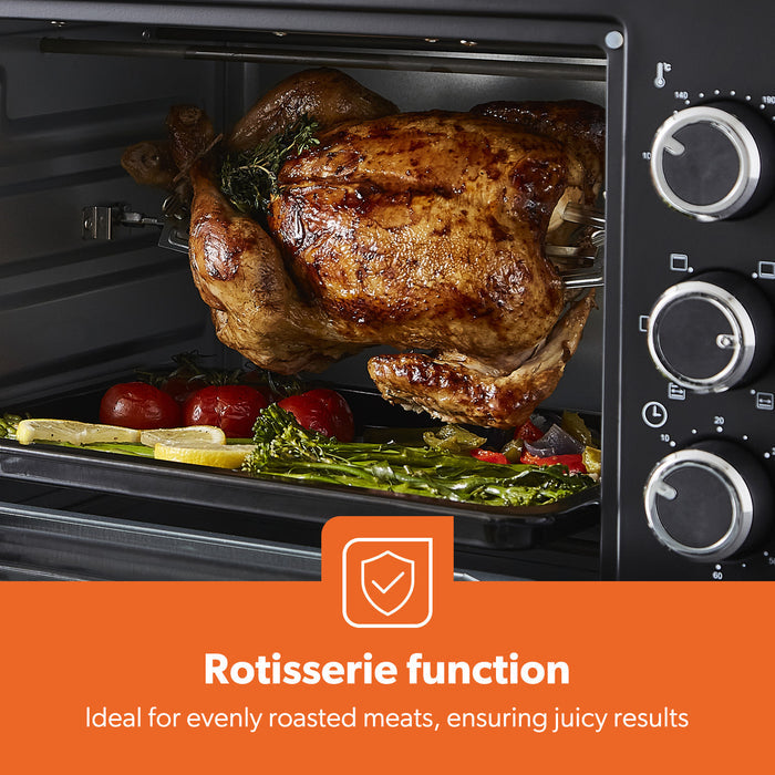 19L Compact Electric Oven With Rotisserie, Bake, Roast & Grill 1280W