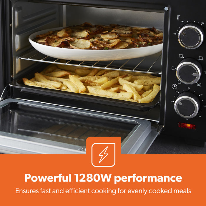 19L Compact Electric Oven With Rotisserie, Bake, Roast & Grill 1280W