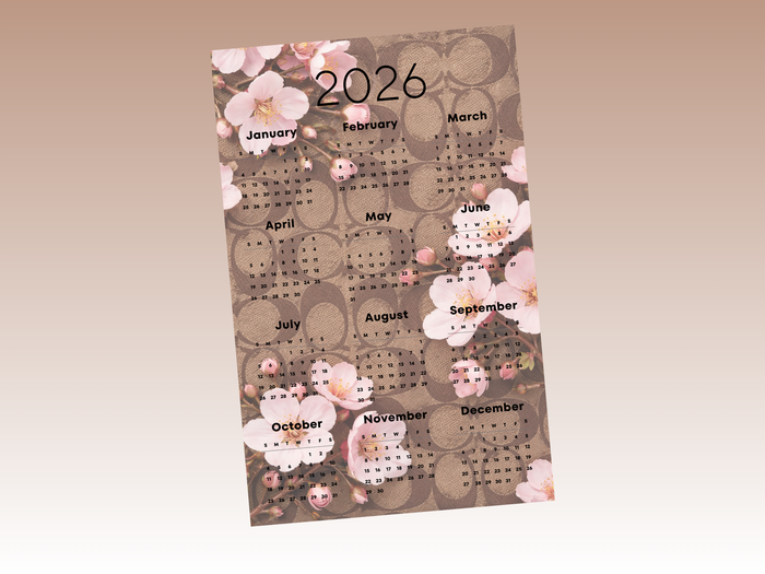 2026 Year at a glance | A5 Rings | Brown Coach Cherry Blossom