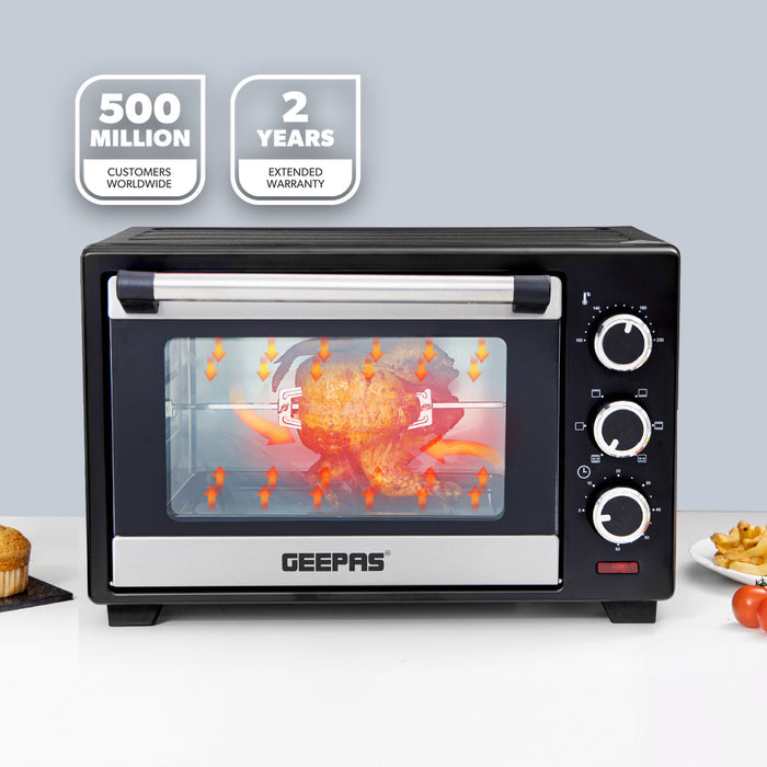 25L Electric Mini Oven Cooker With Grill and Rotisserie