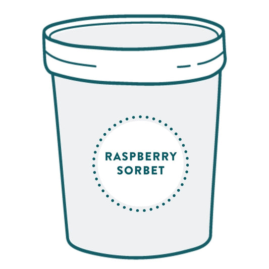 2.75 gallon of raspberry sorbet available for pickup