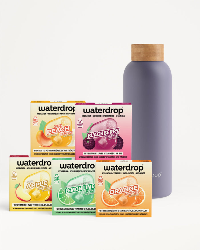 30 Days Starter Set Thermo Steel with hydration cubes and bottle.