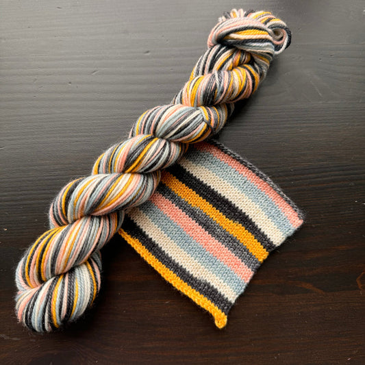 50 Gram Mini - Let Sparks Fly - Self Striping Merino Nylon Sock