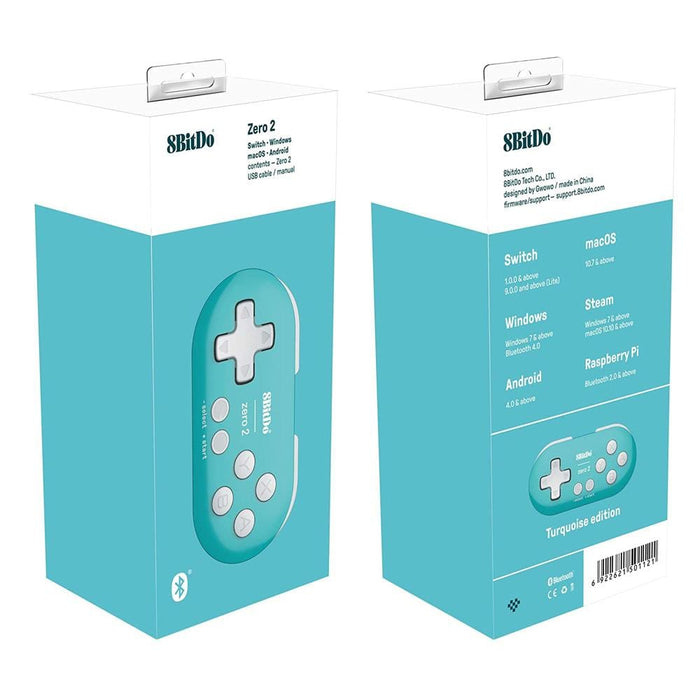 8BitDo Zero 2 Bluetooth Gamepad - Turquoise Edition by 8BitDo - The Pi Hut