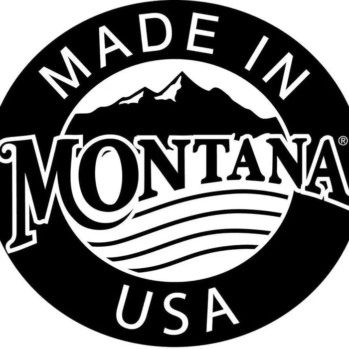 Made in Montana logo featuring mountains and water waves, symbolizing goods produced in the USA.