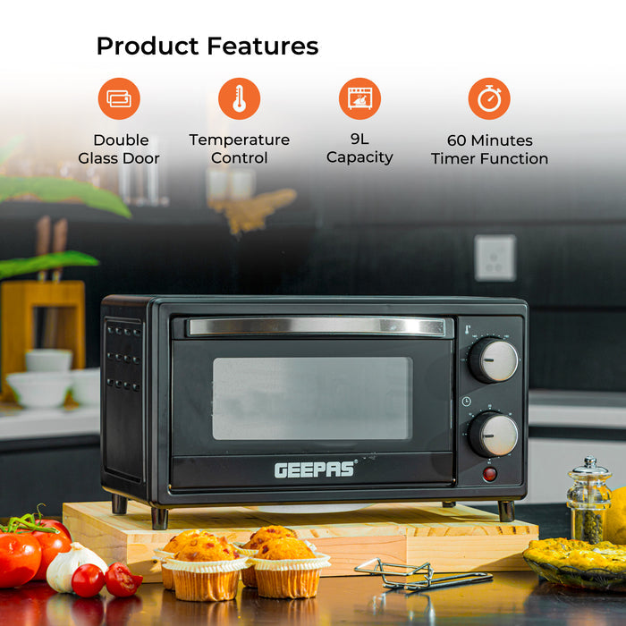 9L Electric Portable Countertop Mini Oven and Grill Cooker