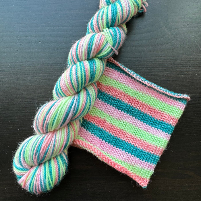 Watermelon Splash - Self Striping Merino Nylon Sock