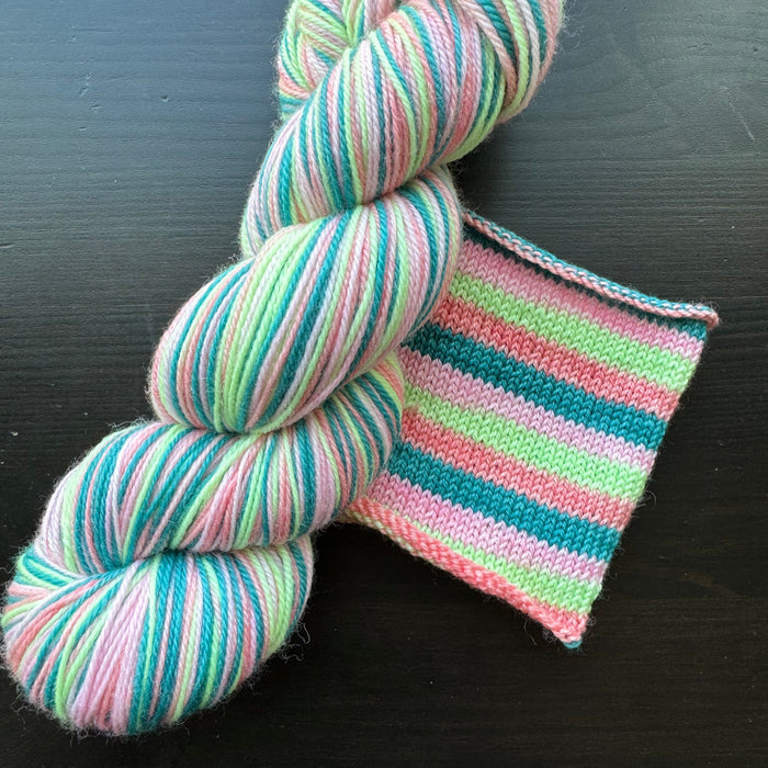 Watermelon Splash - Self Striping Merino Nylon Sock