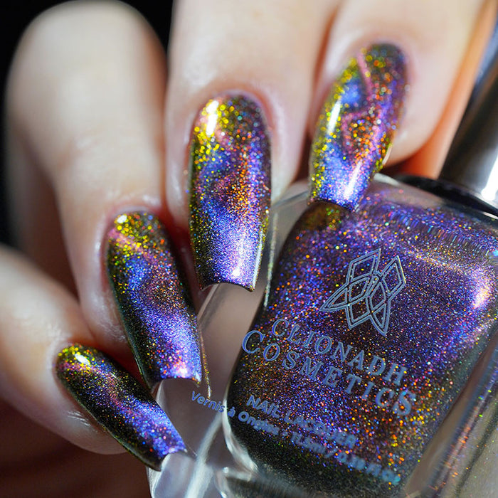 Close up shot of nails done with Acid Rain Nail Lacquer on fair skin tone