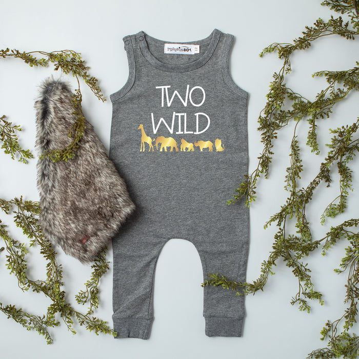 Aegean Blue "Two Wild" Jungle Slim Fit Second Birthday Romper