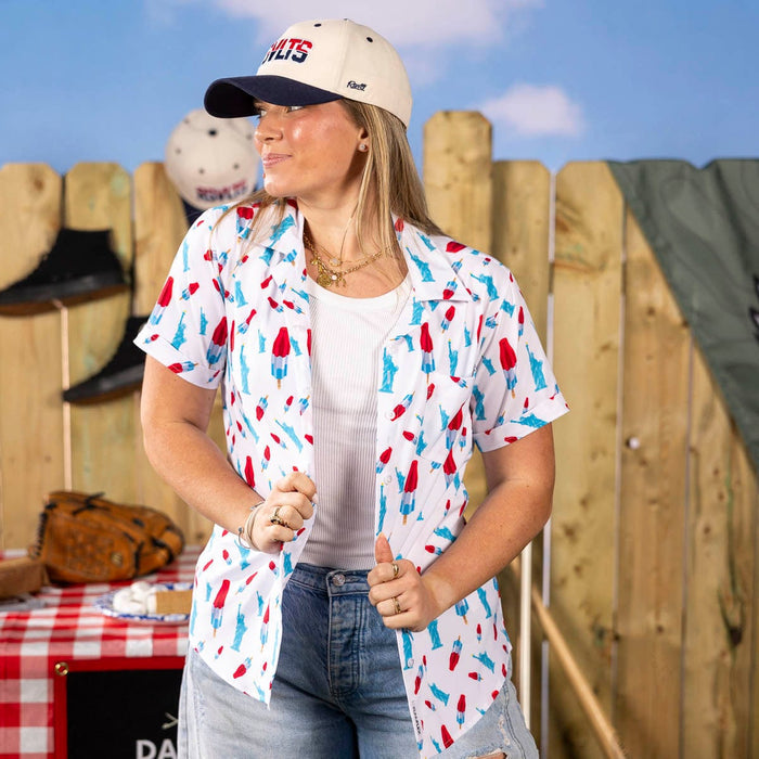RSVLTS RSVLTS Women's Short Sleeve Shirt America Pops & Freedom – Women's KUNUFLEX Short Sleeve Shirt (Legends Edition) America Pops & Freedom – Women's KUNUFLEX Short Sleeve Shirt (Legends Edition)