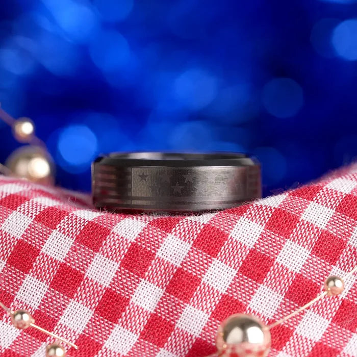 American Flag Metal Hybrid Ring - Black Zirconium