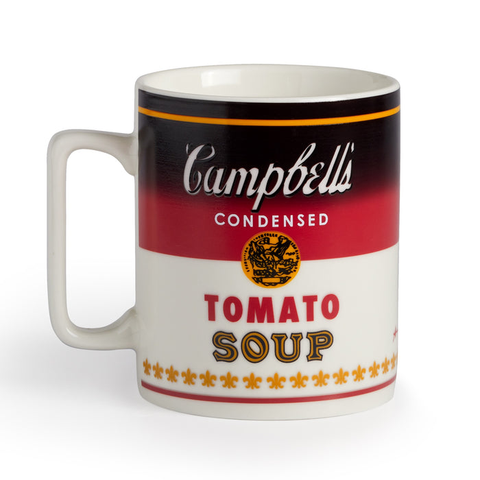 The Andy Warhol Soup Can Color Changing Ceramic Mug by Andy Warhol features the classic Campbell’s Tomato Soup label in red, white, black, and gold on its exterior and changes color.