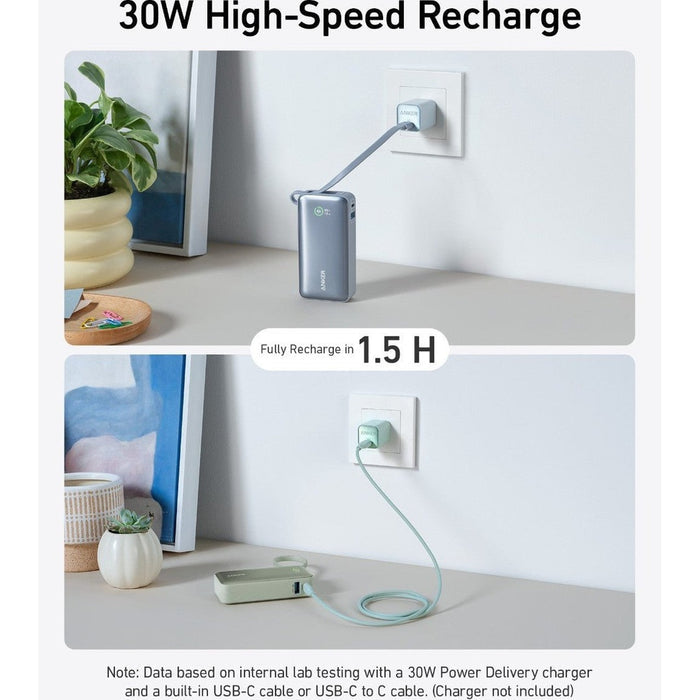 Anker Nano Power Bank 30W Built-In USB-C Cable Blue | A1259H31 Anker Euronics Ireland