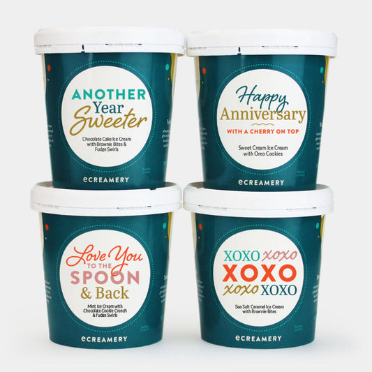 Photo of eCreamery's Anniversary themed 4 pint ice cream gift
