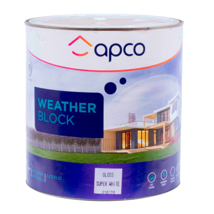 Apco Weatherblock Gloss Acrylic White 4L