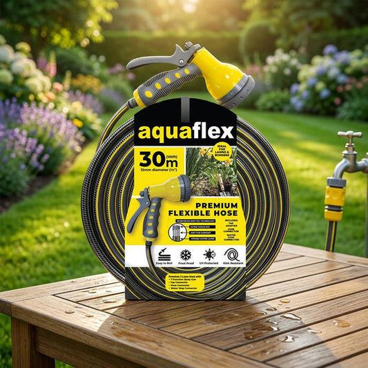 Aquaflex Premium 30M Knitted Hose with 7 Function Spray Head