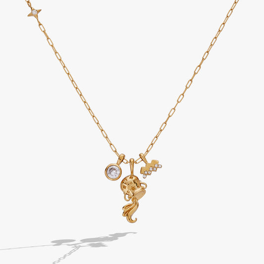 Aquarius Zodiac Charm Cluster Necklace