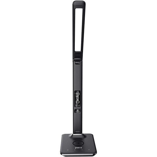 Ares LED Desk Lamp with Wireless Charging Pad & Clock - Black | GVWC04BK