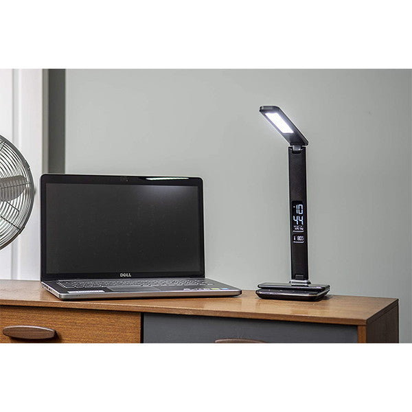 Ares LED Desk Lamp with Wireless Charging Pad & Clock - Black | GVWC04BK