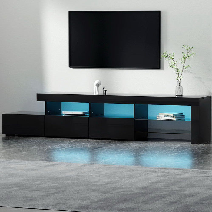 Artiss Entertainment Unit TV Cabinet LED 215cm Black Caya -Home Living Store - -