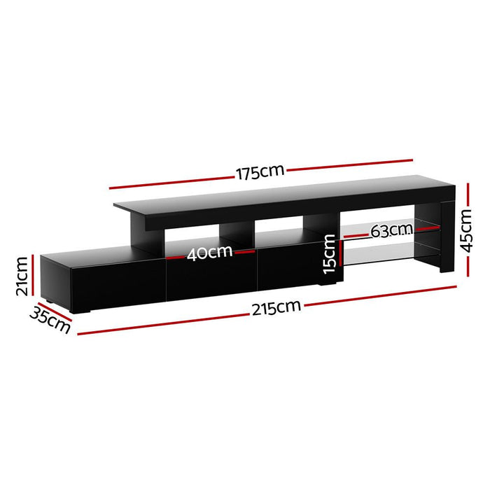 Artiss Entertainment Unit TV Cabinet LED 215cm Black Caya -Home Living Store - -