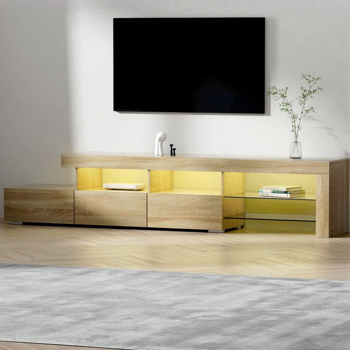Artiss Entertainment Unit TV Cabinet LED 215cm Pine Caya -Home Living Store - -