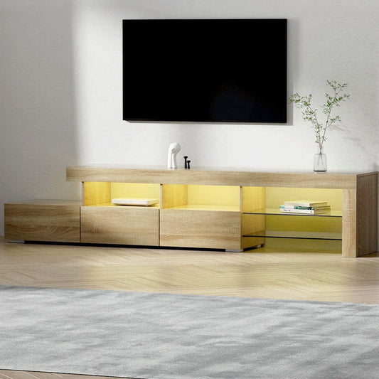 Artiss Entertainment Unit TV Cabinet LED 215cm Pine Caya -Home Living Store - -