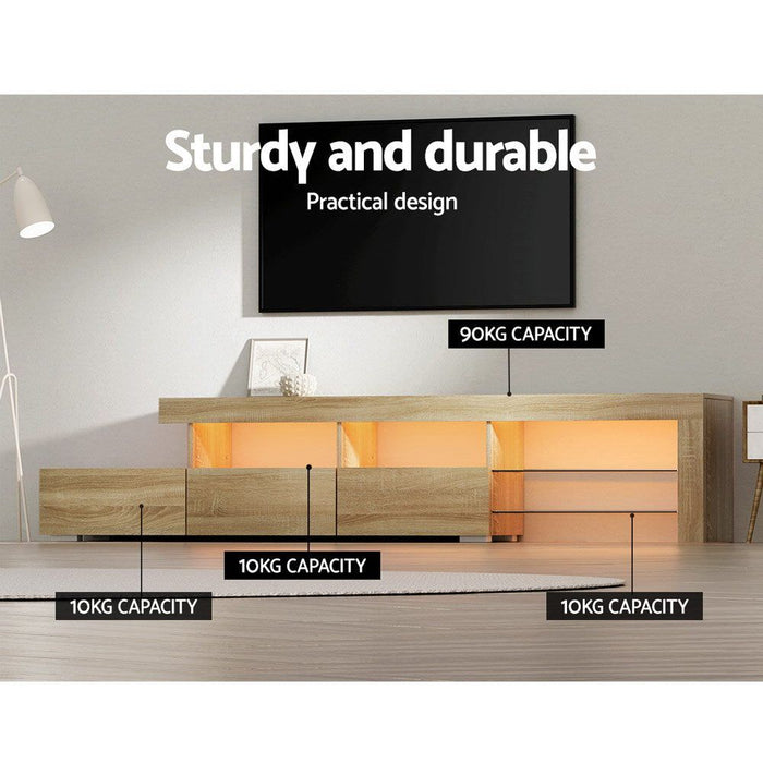 Artiss Entertainment Unit TV Cabinet LED 215cm Pine Caya -Home Living Store - -