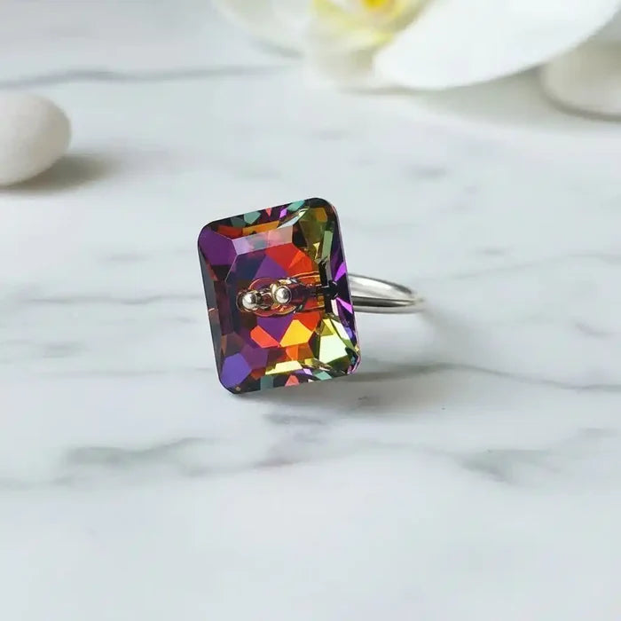 As Seen On TITUSS BURGESS and ASIA MONET RAY Volcano Crystal Button Ring - Alexa Martha Designs