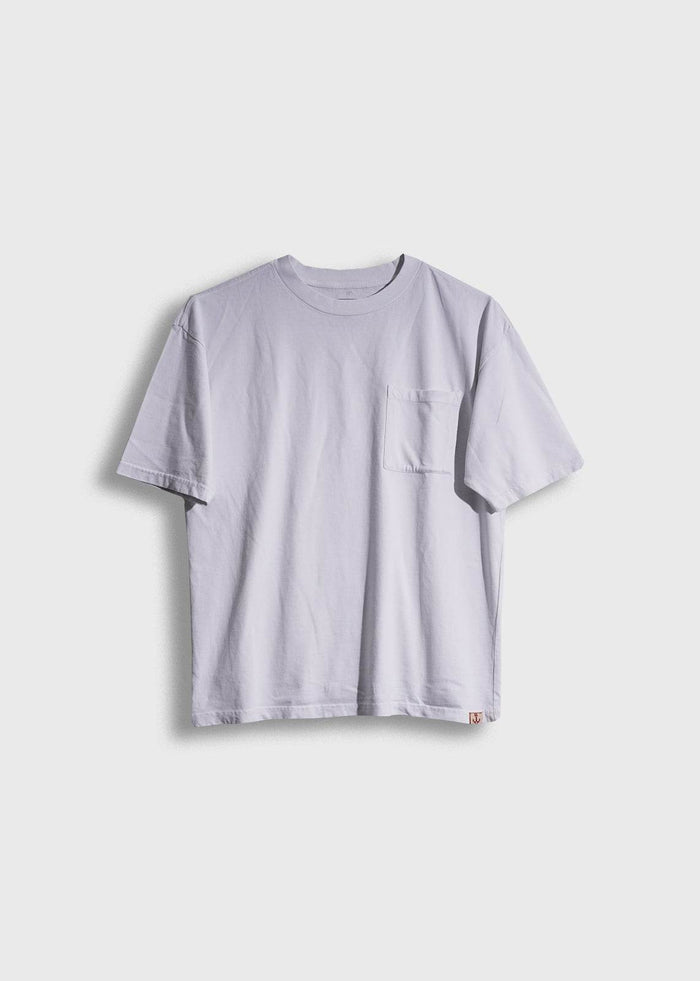 Men’s 7.6 oz cotton, white pocket tee with boxy fit and chest pocket, heavyweight everyday t-shirt with clean workwear style and soft feel