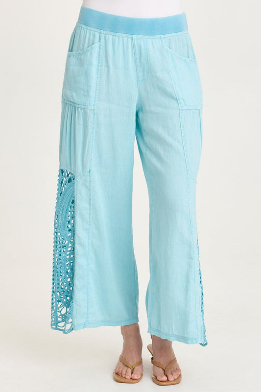 XCVI Astro Linen/Crochet Pull-On Pant