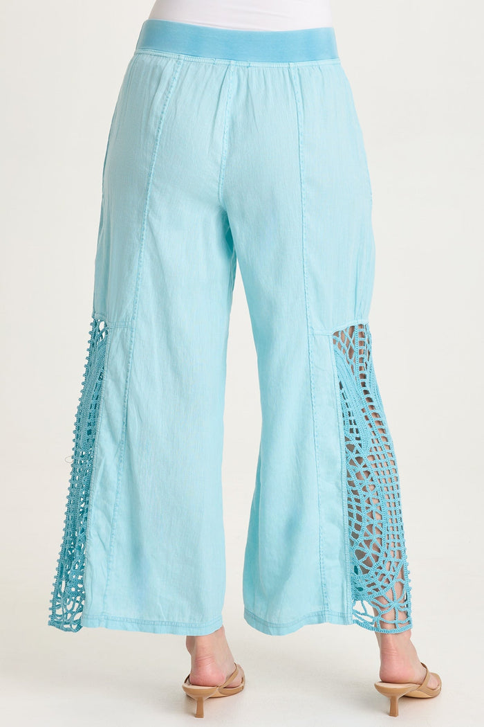 XCVI Astro Linen/Crochet Pull-On Pant