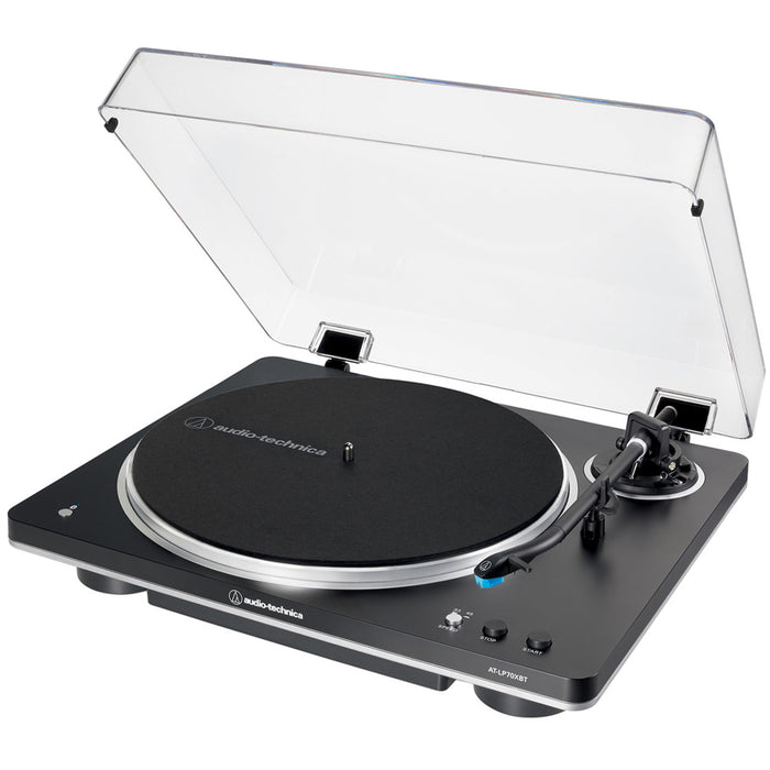 Audio Technica AT-LP70XBT Fully Automatic Bluetooth Wireless Belt Drive Turntable Black Silver Black