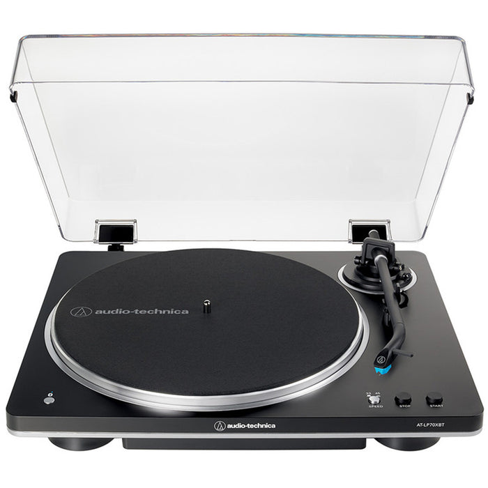 Audio Technica AT-LP70XBT Fully Automatic Bluetooth Wireless Belt Drive Turntable Black Silver Black