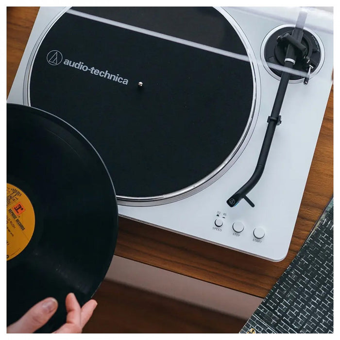 Audio Technica AT-LP70XBT Fully Automatic Bluetooth Wireless Belt Drive Turntable White Silver White